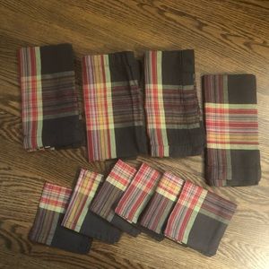 Set of 10 Plaid Pottery Barn Napkins